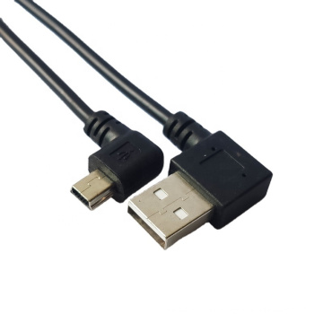 Custom MINI USB Cable 22AWG Gold Plating Plug Left Angle MINI 5P Male to USB AM Cable